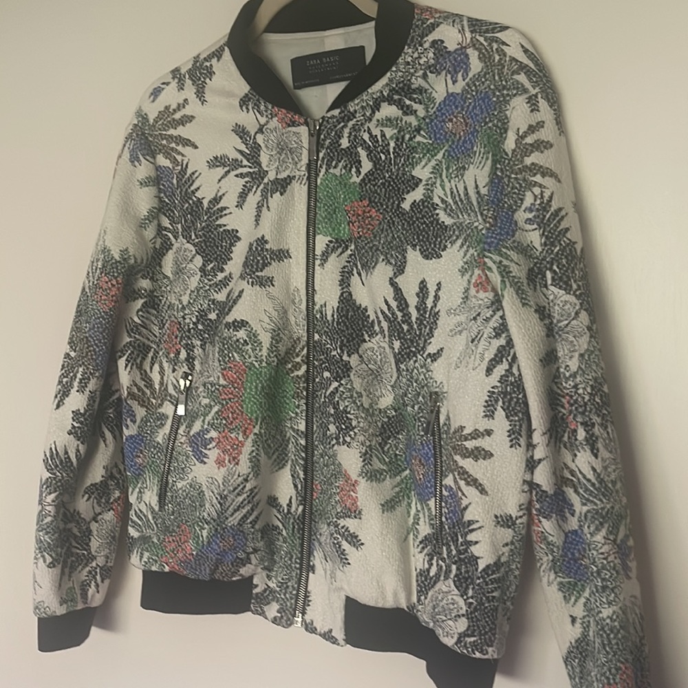 Leaf Pattern Bomber Jacket - image 2